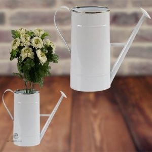 Arrosoir décoratif blanc, style rétro pour l'extérieur