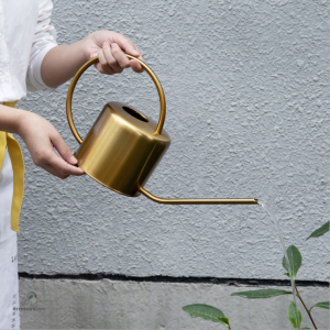 Arrosoir au fini doré pour une touche de luxe au jardin
