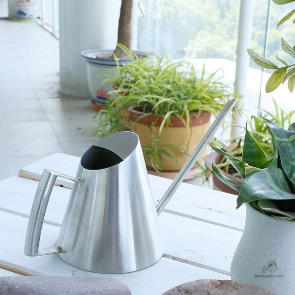 Arrosoir chic en acier inox brillant