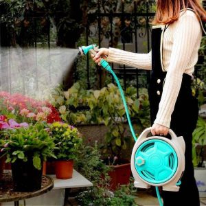 Dévidoir tuyau d'arrosage manuel compact et pratique