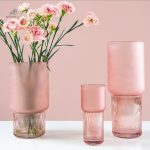 Vase en verre rose, accessoire de décoration intérieure