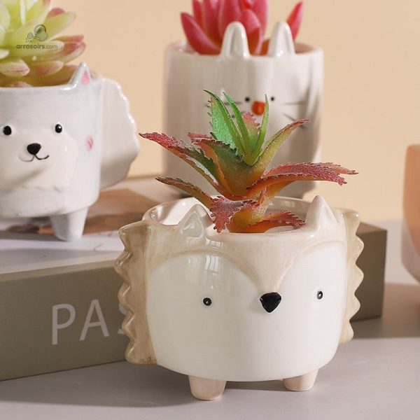 Cache-pot en céramique avec motifs d'animaux