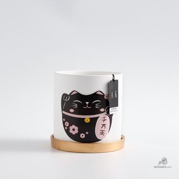 Pot de fleurs design japonais avec motifs raffinés