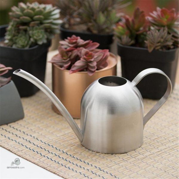 Théière en acier brossé, style contemporain