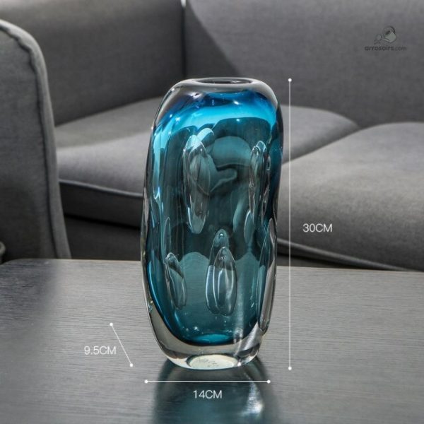 Vase décoratif en verre, nuance bleue