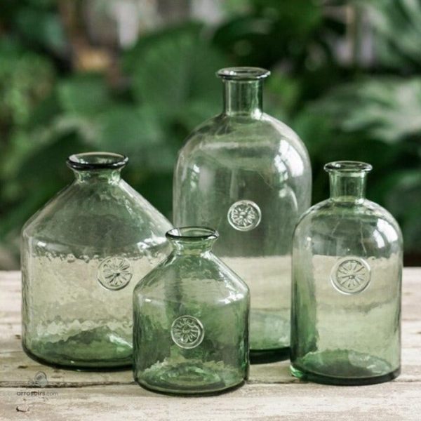 Vase Dame Jeanne en verre, teinte verte