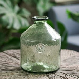 Vase en verre vert style Dame Jeanne