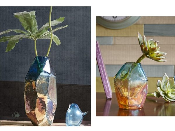 Vase en verre soufflé aux couleurs variées