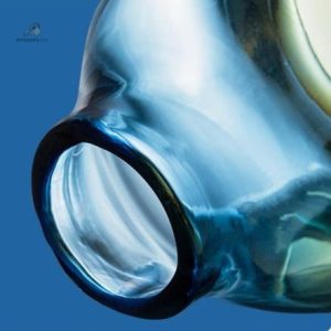 Vase soufflé bleu ambré pour décoration intérieure